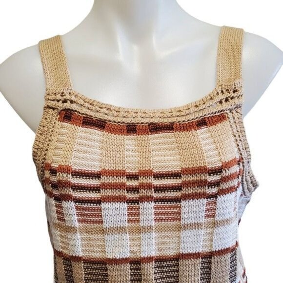 Banana Republic Ribbed Knit Orange Brown Tank Top Vintage Retro Style Med NWOT - Picture 2 of 9